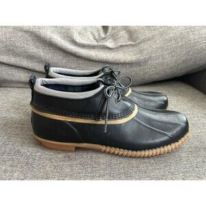 Lands End Duck Boots Womens Size 11 Black Brown Trim